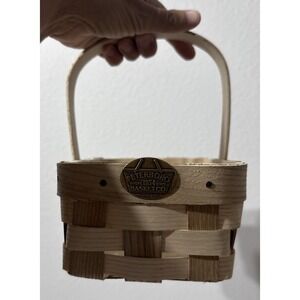 Peterboro Basket Co. Rectangle SINGLE Fixed Handle 9.5"x6" Woven Basket USA Made